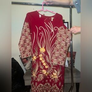 Red 3 piece suit large